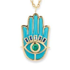 Brent Neale Look-alike Gold Plated Turquoise Hamsa Pendant- New- Custom …